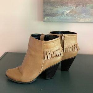 Tan fringed short boots